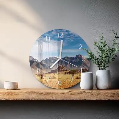 Kulaté skleněné hodiny na zeď Hory
