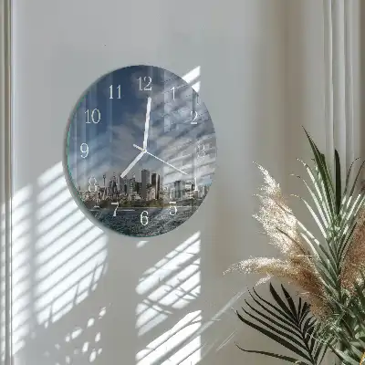 Hodiny s fotkou skleněné kulaté Město