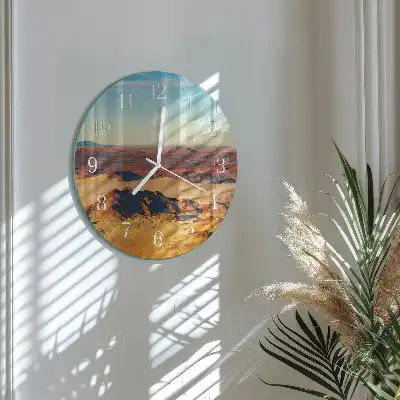 Hodiny na skle kulaté Poušť