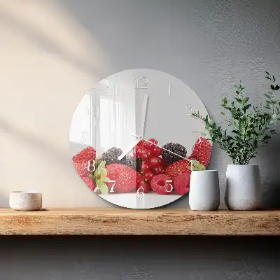 Kulaté skleněné hodiny na stěnu Ovoce