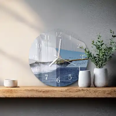 Kulaté skleněné hodiny na zeď Plachetnice