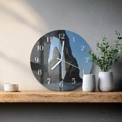 Hodiny s fotkou skleněné kulaté Kámen