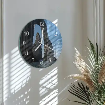 Hodiny s fotkou skleněné kulaté Kámen