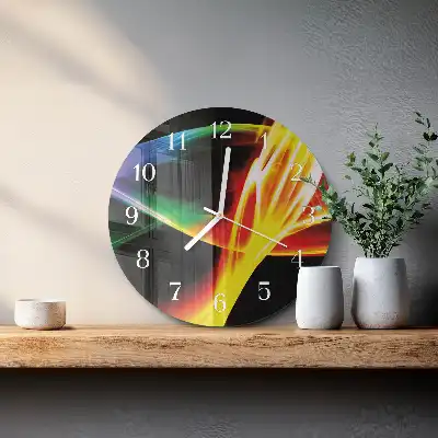 Kulaté skleněné hodiny na zeď Abstrakce
