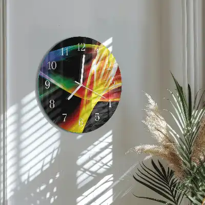 Kulaté skleněné hodiny na zeď Abstrakce