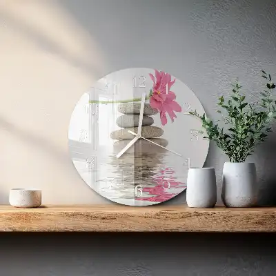 Kulaté skleněné hodiny na zeď Kameny