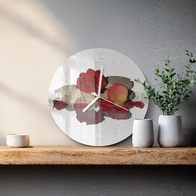 Kulaté skleněné hodiny na zeď Miska růží