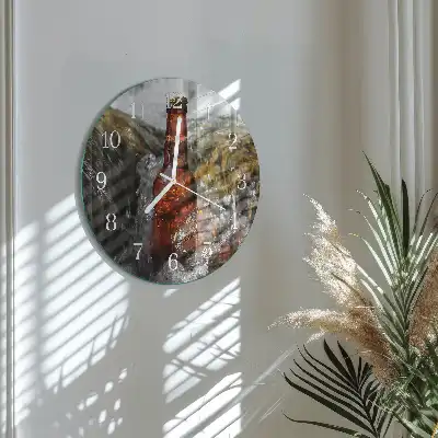Kulaté skleněné hodiny na stěnu Pivo