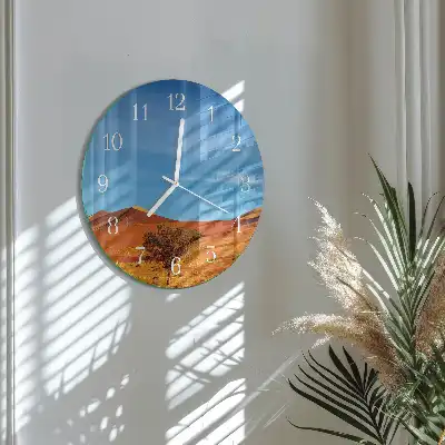 Hodiny s fotkou skleněné kulaté Poušť