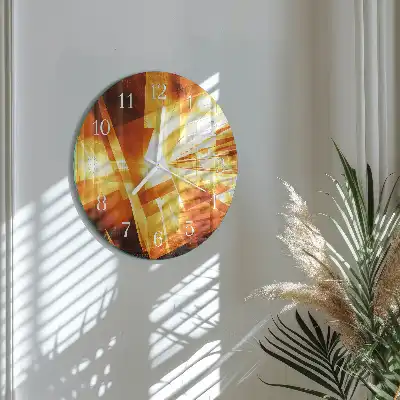 Kulaté skleněné hodiny na stěnu Abstrakce