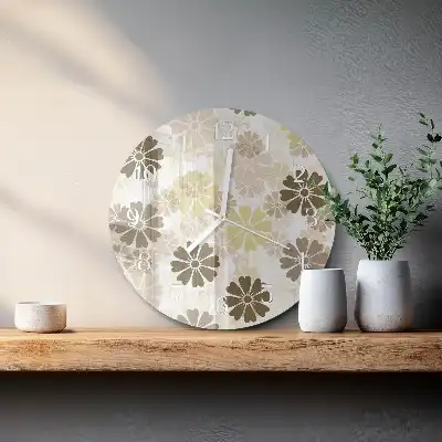 Kulaté skleněné hodiny na stěnu Floristické umění