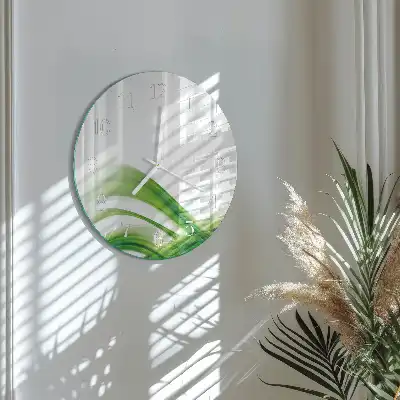 Nástěnné hodiny skleněné kulaté Abstraktní vlna
