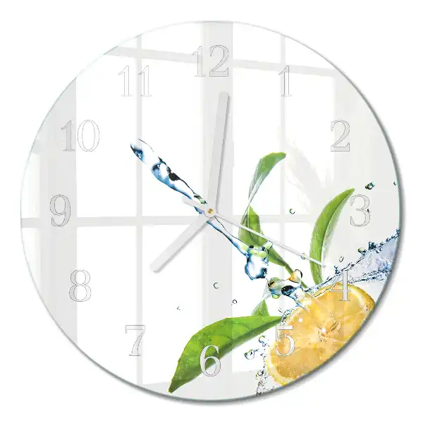Hodiny s fotkou skleněné kulaté Citrus