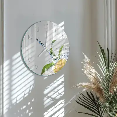 Hodiny s fotkou skleněné kulaté Citrus