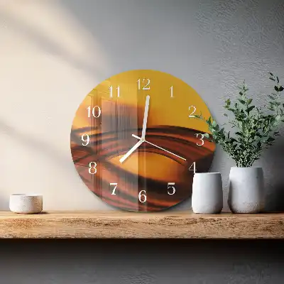 Hodiny s fotkou skleněné kulaté Abstrakce