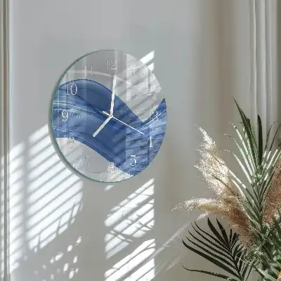 Nástěnné hodiny skleněné kulaté Abstraktní linie