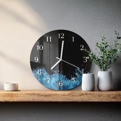 Kulaté skleněné hodiny na zeď Voda