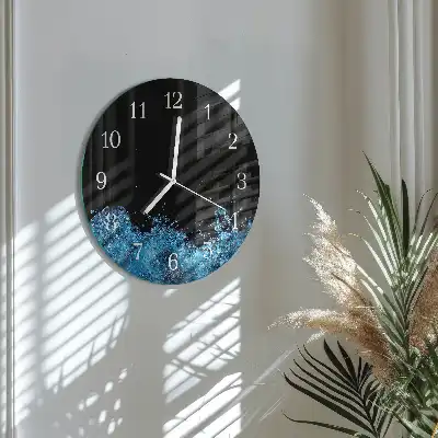 Kulaté skleněné hodiny na zeď Voda