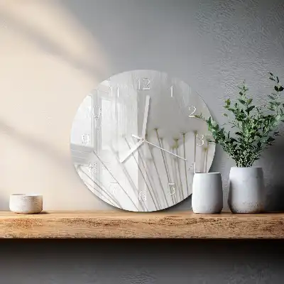 Kulaté skleněné hodiny na zeď Pampeliška