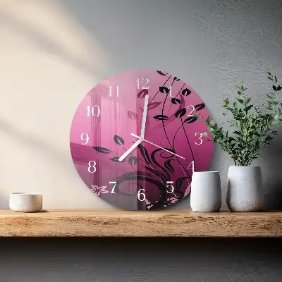 Kulaté skleněné hodiny na stěnu Floristické umění