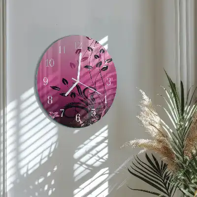 Kulaté skleněné hodiny na stěnu Floristické umění