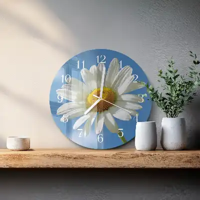 Kulaté skleněné hodiny na zeď Květ