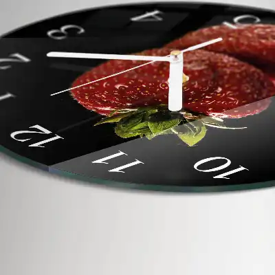Hodiny s fotkou skleněné kulaté Jahoda