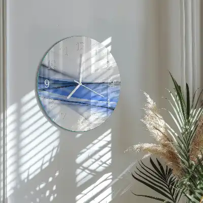 Hodiny s fotkou skleněné kulaté Abstraktní linie