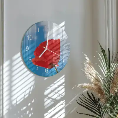 Nástěnné hodiny skleněné kulaté Mák