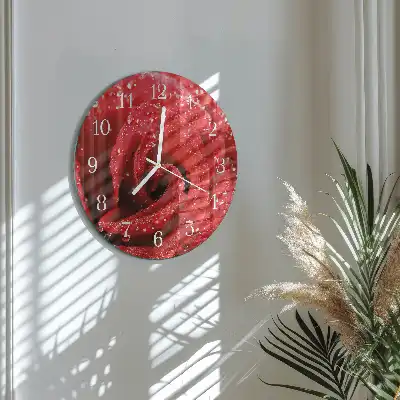 Hodiny s fotkou skleněné kulaté Růže