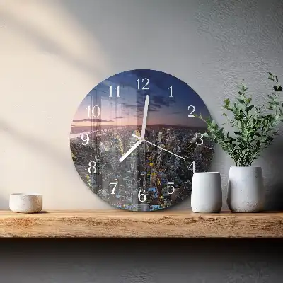 Hodiny s fotkou skleněné kulaté Horizont