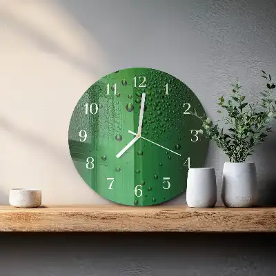 Hodiny na skle kulaté Kapky vody