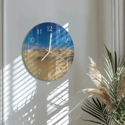 Kulaté skleněné hodiny na stěnu Poušť