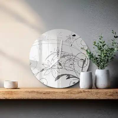 Kulaté skleněné hodiny na zeď Floristické umění