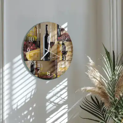 Kulaté skleněné hodiny na zeď Láhev vína