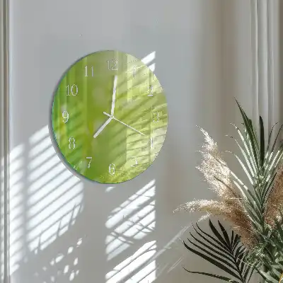 Hodiny na skle kulaté Tráva