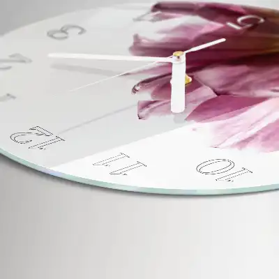 Hodiny s fotkou skleněné kulaté Tulipány