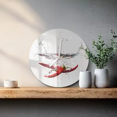 Hodiny na skle kulaté Chilli papričky