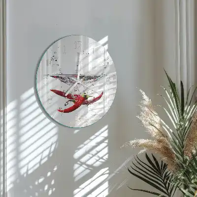 Hodiny na skle kulaté Chilli papričky
