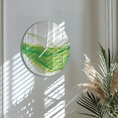 Nástěnné hodiny skleněné kulaté Abstraktní linie