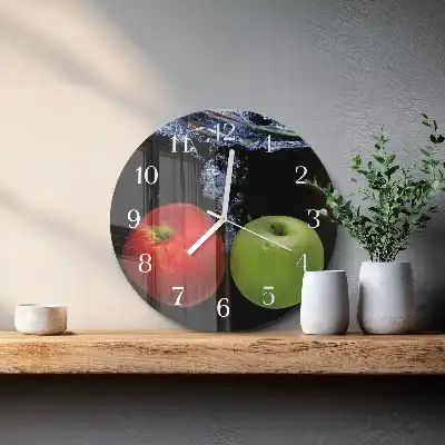 Nástěnné hodiny skleněné kulaté Jablka