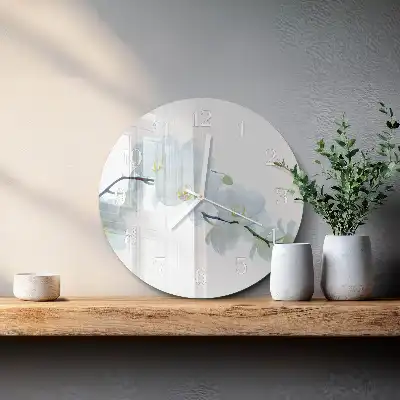 Kulaté skleněné hodiny na zeď Orchidej