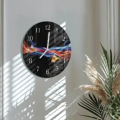 Hodiny na skle kulaté Abstraktní kouř
