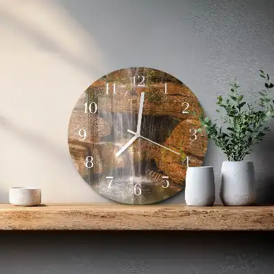 Kulaté skleněné hodiny na zeď Vodopád