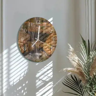 Kulaté skleněné hodiny na zeď Vodopád