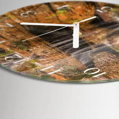 Kulaté skleněné hodiny na zeď Vodopád