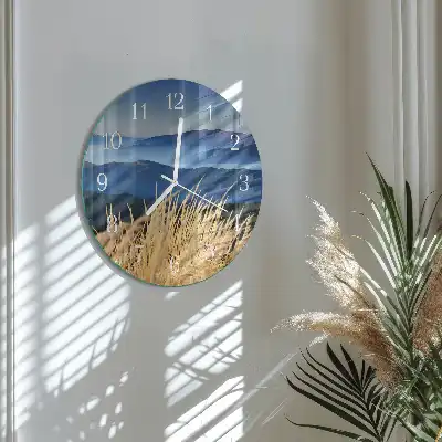 Hodiny na skle kulaté Hory trávy