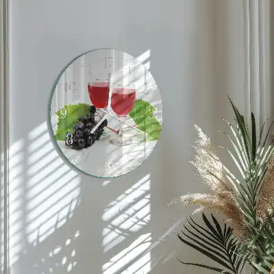 Hodiny s fotkou skleněné kulaté Hrozny na víno