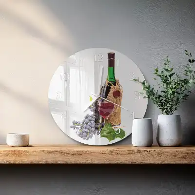 Nástěnné hodiny skleněné kulaté Hrozny na víno