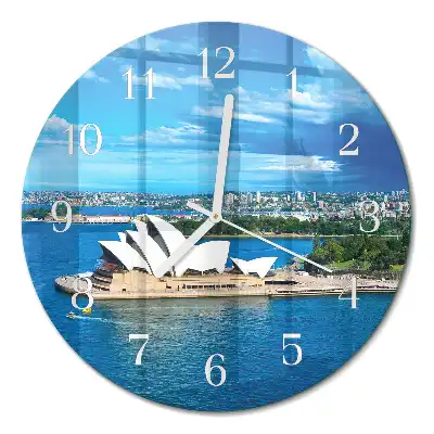 Kulaté skleněné hodiny na zeď Opera v Sydney